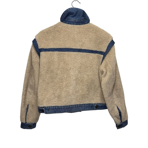 Veronica Beard Potter Cropped Denim-Trim Sherpa Jacket Size Medium - Picture 14 of 15
